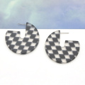 Classic Plaid Grid Tartan Match Design acrylique Boucle d&#39;oreilles en acrylique vintage Femmes